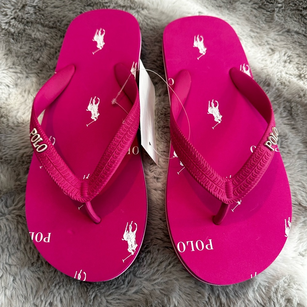 Ralph Lauren hot pink flip flops - Picture 2 of 4